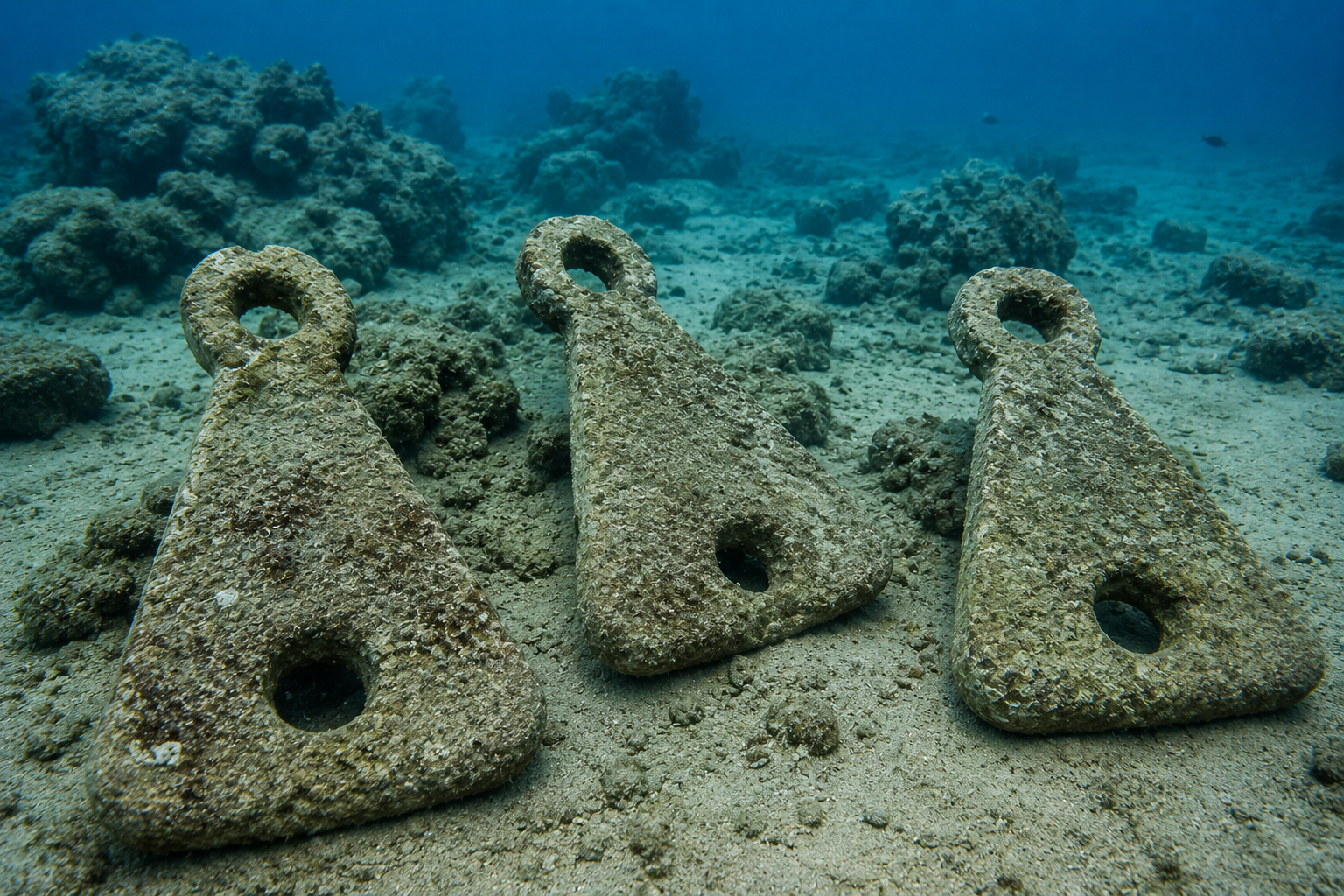 Stone anchors on the seabed off Dwarka