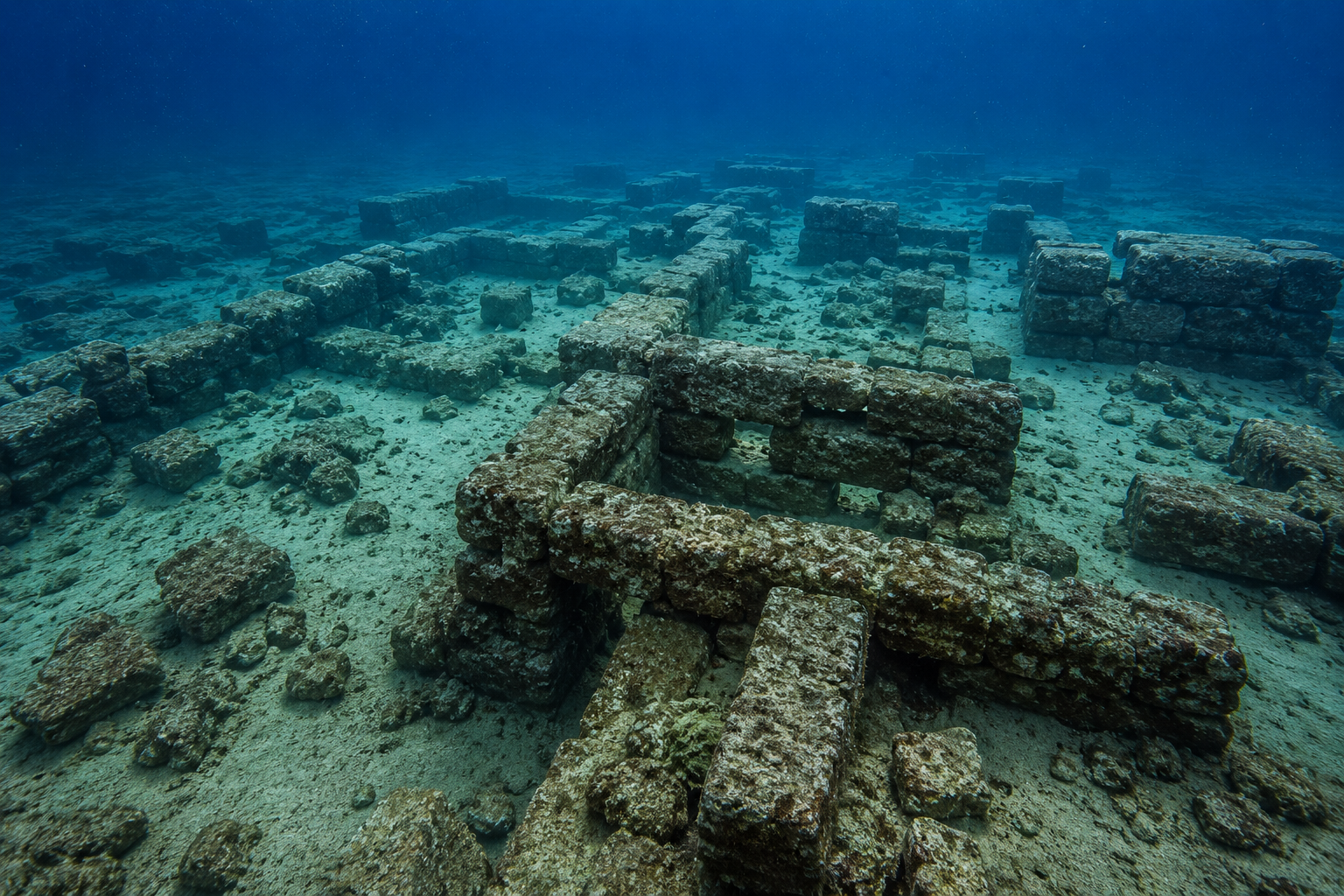 Submerged stone structures documented in the Dwarka region